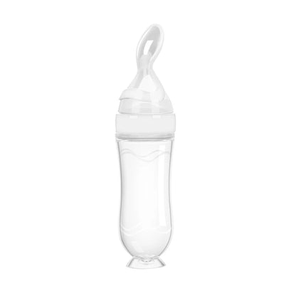 Silicone Baby Bottle with Spoon Squeeze Feeding Cup