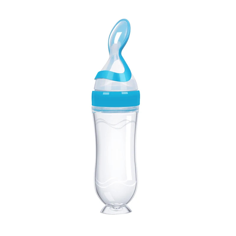 Silicone Baby Bottle with Spoon Squeeze Feeding Cup