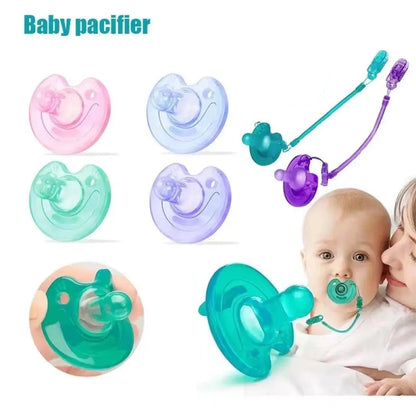 Silicone Round Pacifier with Teether Chain