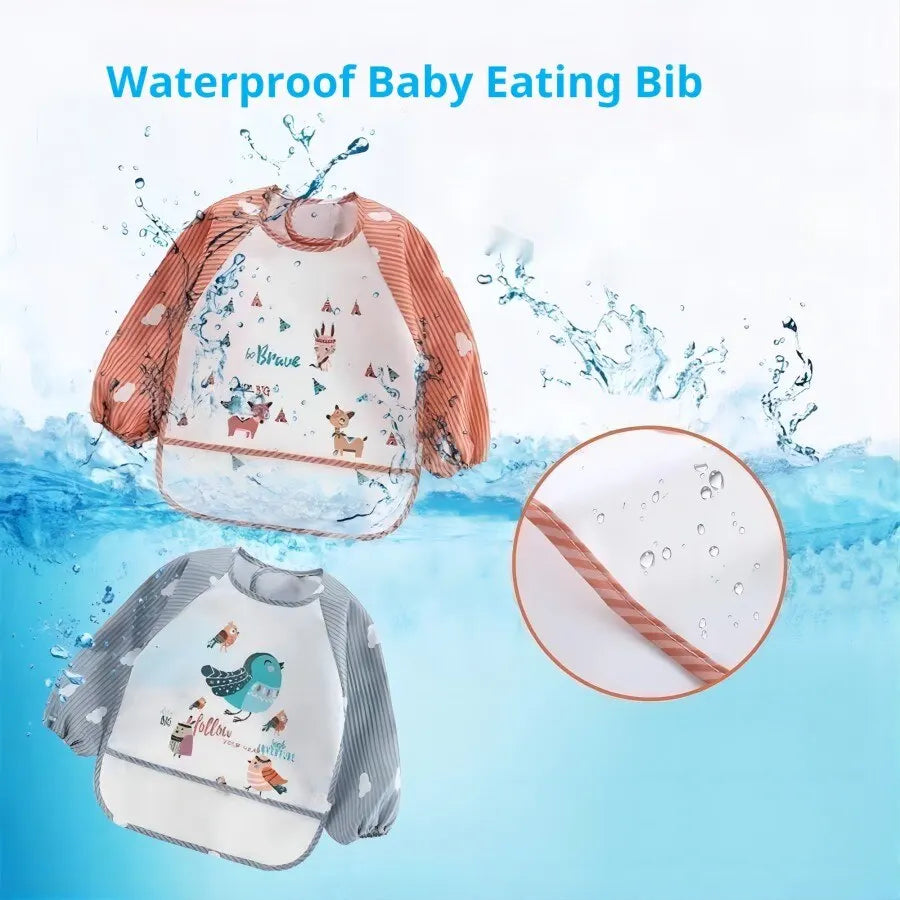 Waterproof Long-Sleeve Baby Bib Apron