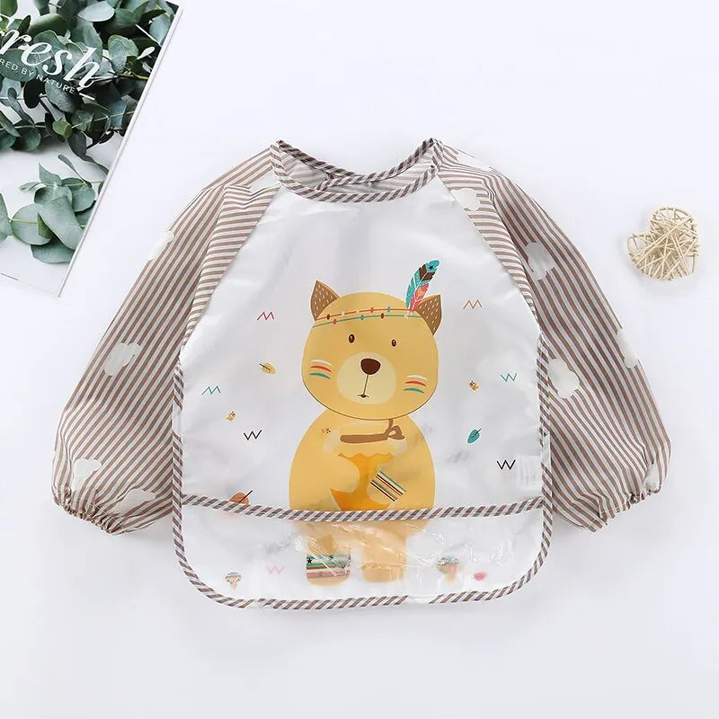 Waterproof Long-Sleeve Baby Bib Apron